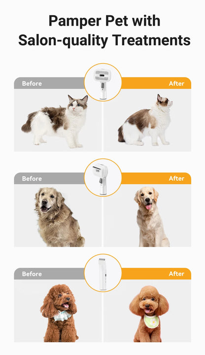 ROJECO 5-in-1 Pet Grooming Vacuum Kit — Professional De-Shedding & Hair Removal for Dogs & Cats