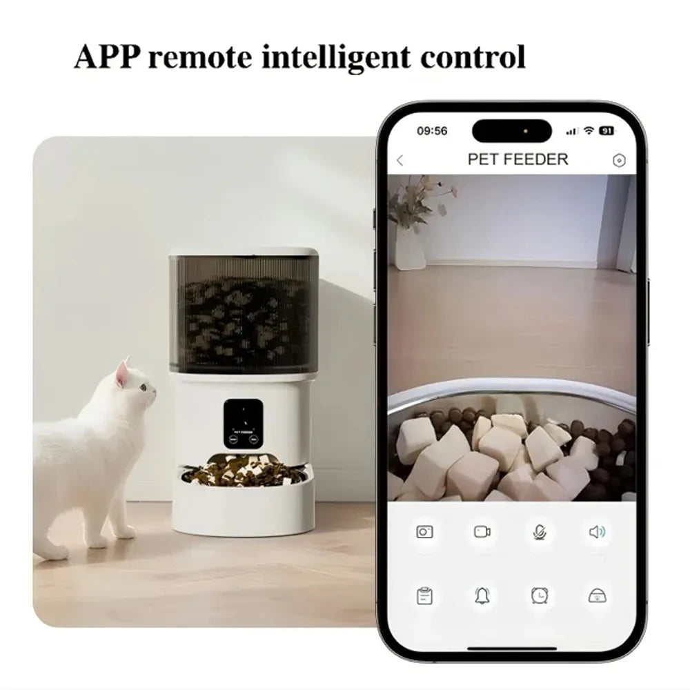 Smart Pet Feeder with HD Camera & App Control — Automatic WiFi Food Dispenser for Cats & Dogs
