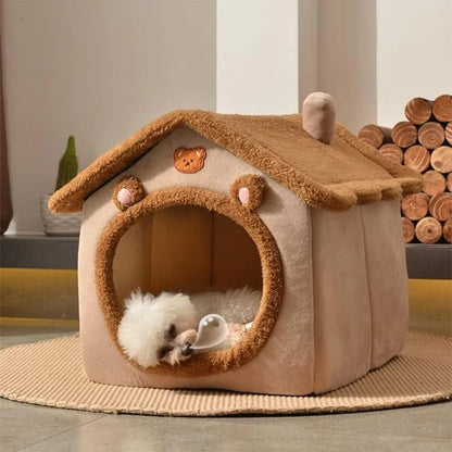 Foldable Pet Cave Bed — Washable Felt Cat & Small Dog House with Cosy Sofa Design (S/M/L)