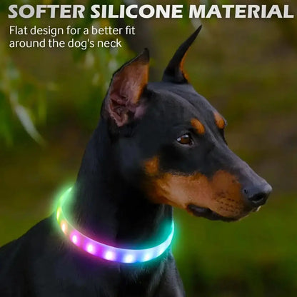 LED Rechargeable Dog Collar — USB Glow Collar with 9 Flashing Modes for Safe Night Walks