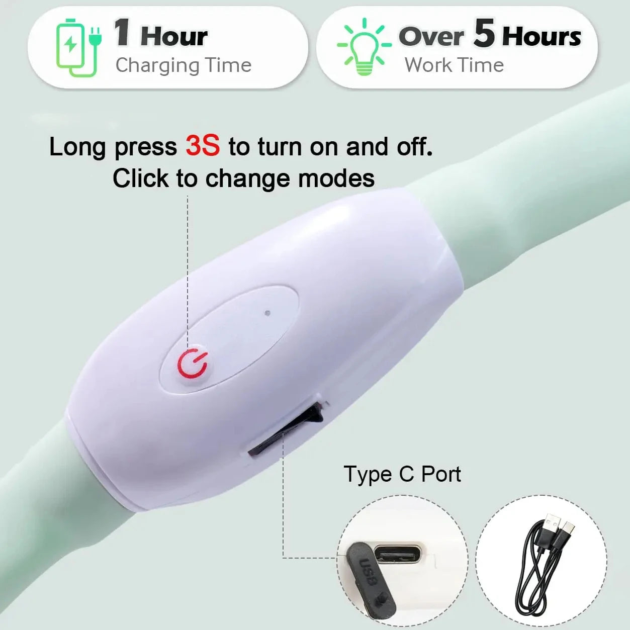 LED Rechargeable Dog Collar — USB Glow Collar with 9 Flashing Modes for Safe Night Walks