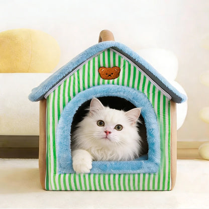 Foldable Pet Cave Bed — Washable Felt Cat & Small Dog House with Cosy Sofa Design (S/M/L)