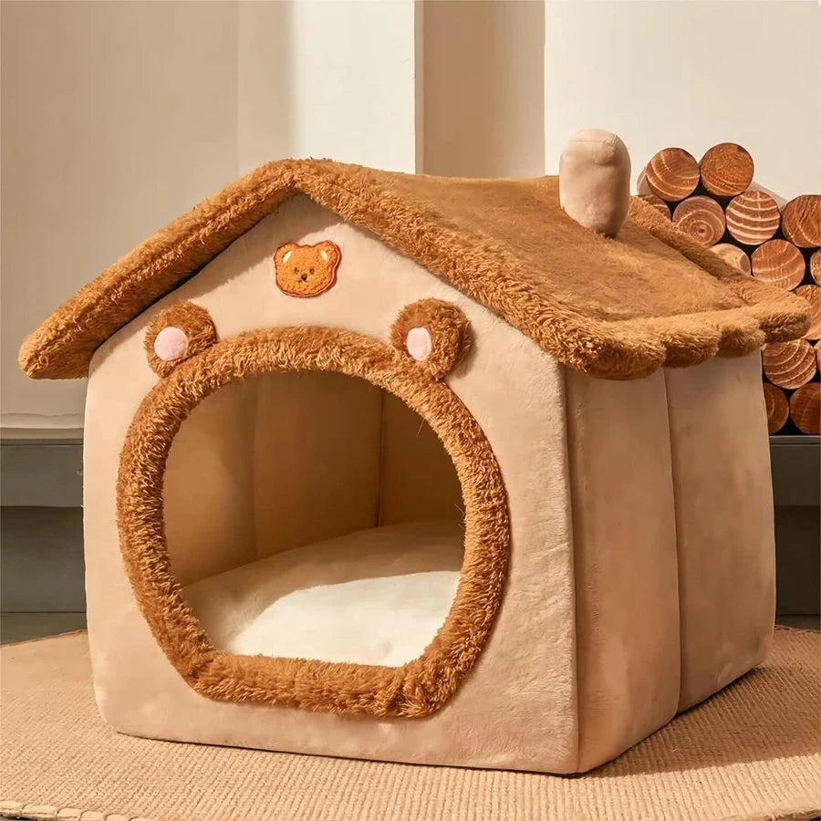 Foldable Pet Cave Bed — Washable Felt Cat & Small Dog House with Cosy Sofa Design (S/M/L)
