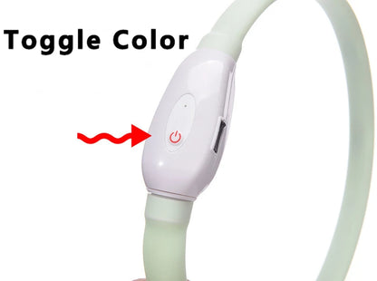 LED Rechargeable Dog Collar — USB Glow Collar with 9 Flashing Modes for Safe Night Walks