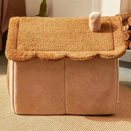 Foldable Pet Cave Bed — Washable Felt Cat & Small Dog House with Cosy Sofa Design (S/M/L)