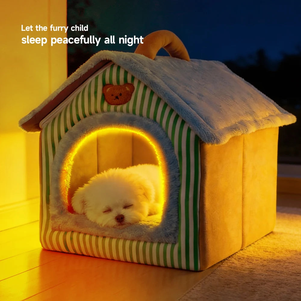 Foldable Pet Cave Bed — Washable Felt Cat & Small Dog House with Cosy Sofa Design (S/M/L)