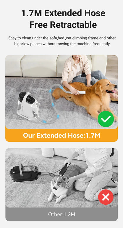 ROJECO 5-in-1 Pet Grooming Vacuum Kit — Professional De-Shedding & Hair Removal for Dogs & Cats